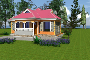 High-quality 3D house model designed in ArchiCAD with realistic exterior detailing